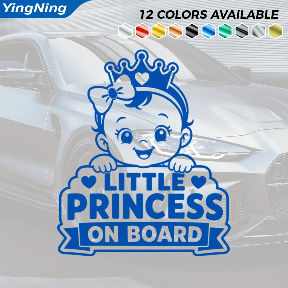 Little Princess On Board Car Sticker Baby Girl Reflective Vinyl Decal Waterproof Rear Window Bumper Safety Warning Accessories