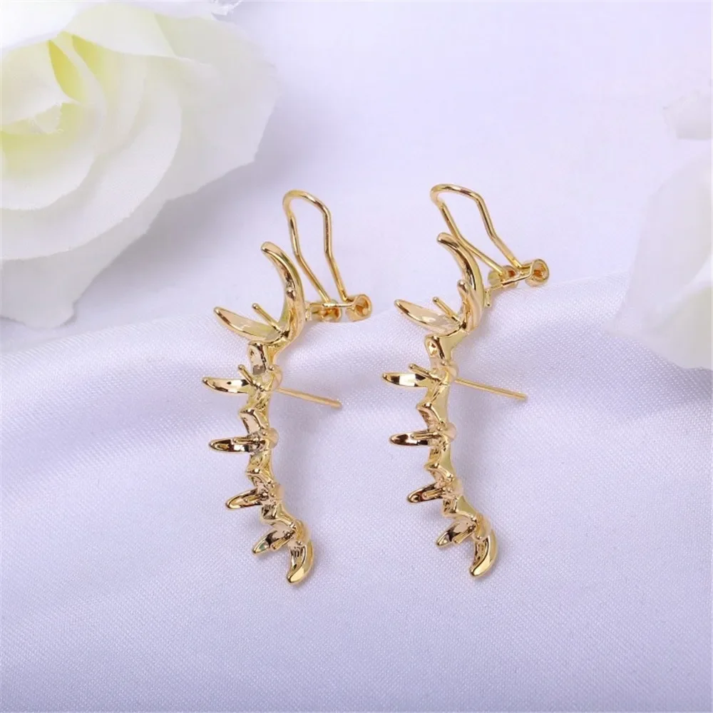 

Позолоченные серьги с жемчугом, принадлежности для изготовления ювелирных изделий своими руками, пустые основания для ушей для аксессуаров ручной работы, 1 пара без жемчуга