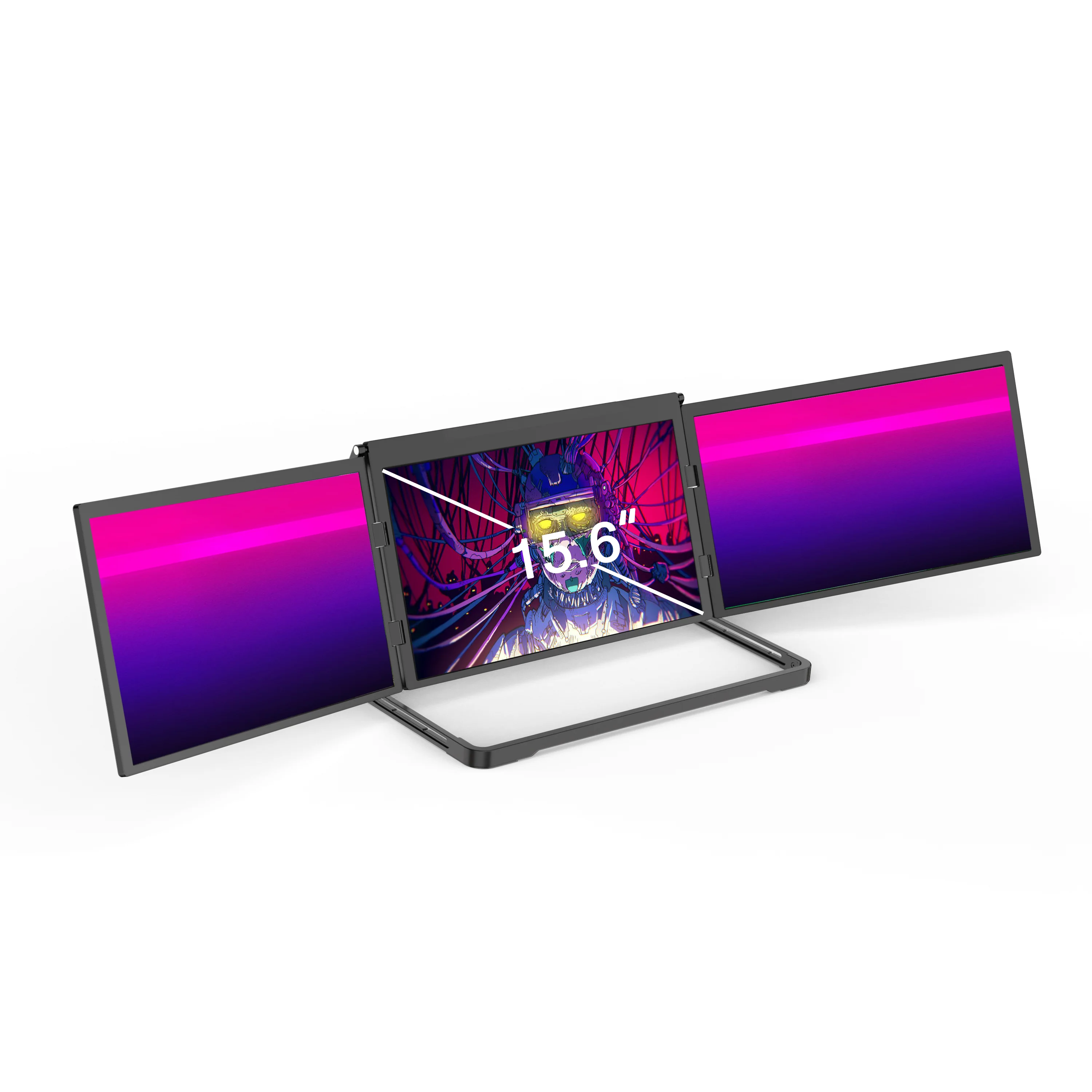 2026 Best Seller Triple Screen Monitor 15.6'' FHD IPS Ultra-Thin Monitor 3 For + Type-C Ports 100% SRGB Built-in Speaker Plug P