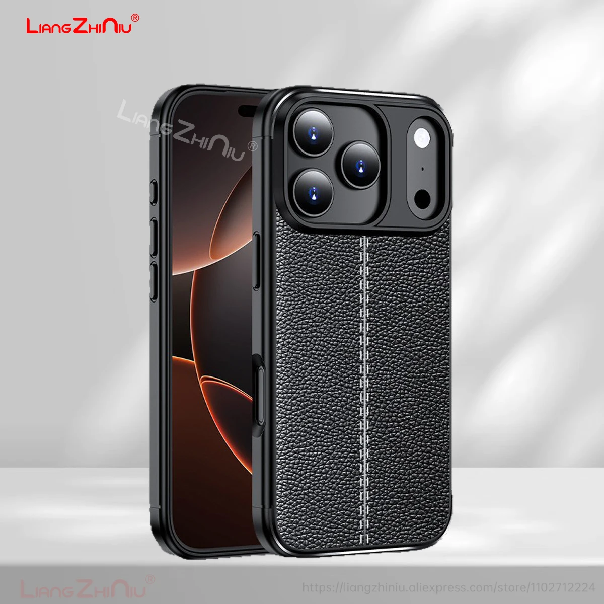 

Кожаный мягкий чехол для iPhone 17, 16, 15, 14, 13, 12, 11 X XR XS 7 8, чехол для телефона из личи, кожаный чехол с полным покрытием, деловой кожаный чехол