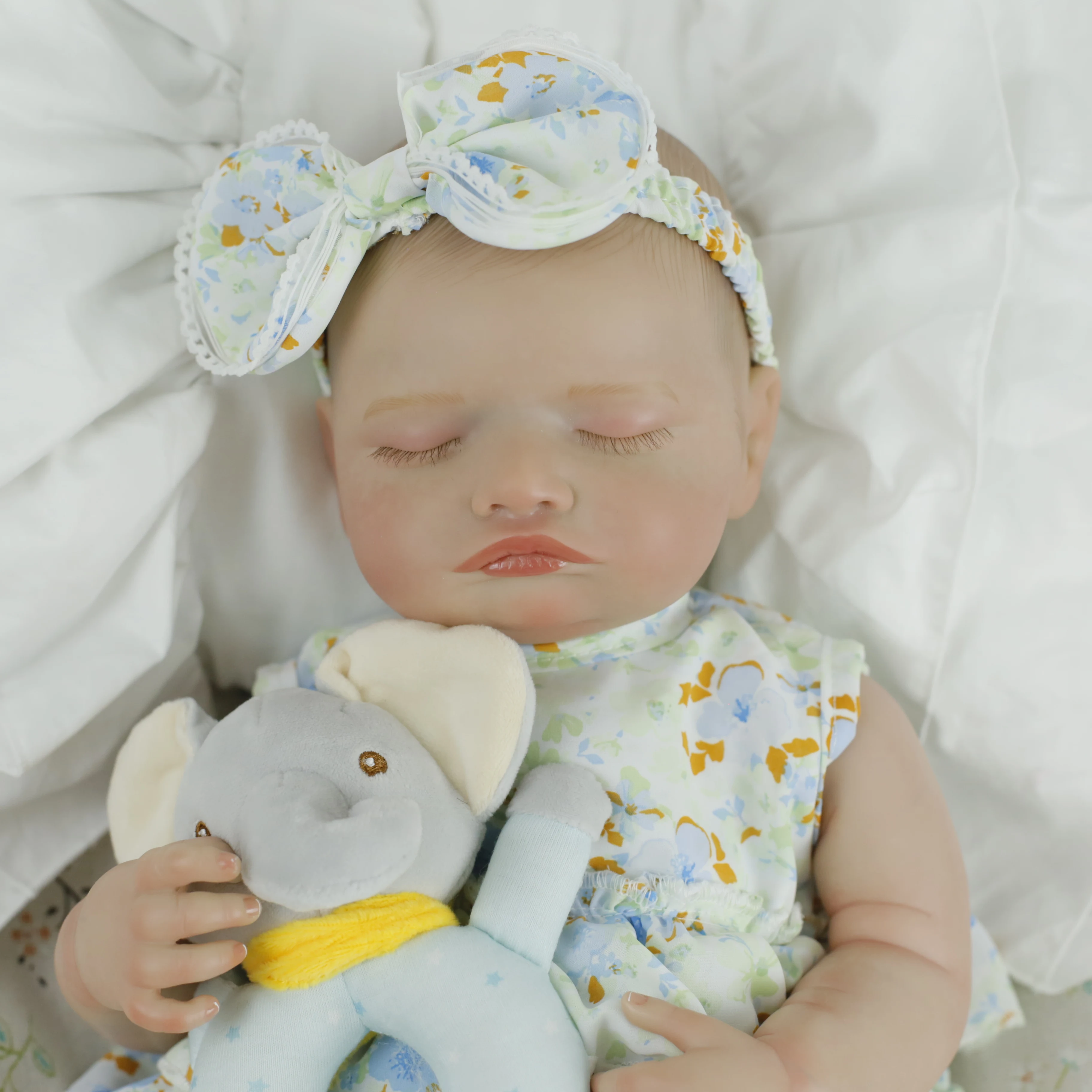 48CM Realistyczna Lalka Reborn Śpiąca Dziewczynka Rosalie Całe Ciało Winyl Silikon Realistyczna Ręcznie Robiona Wstępnie Pomalowana Kolekcjonerska Zabawka