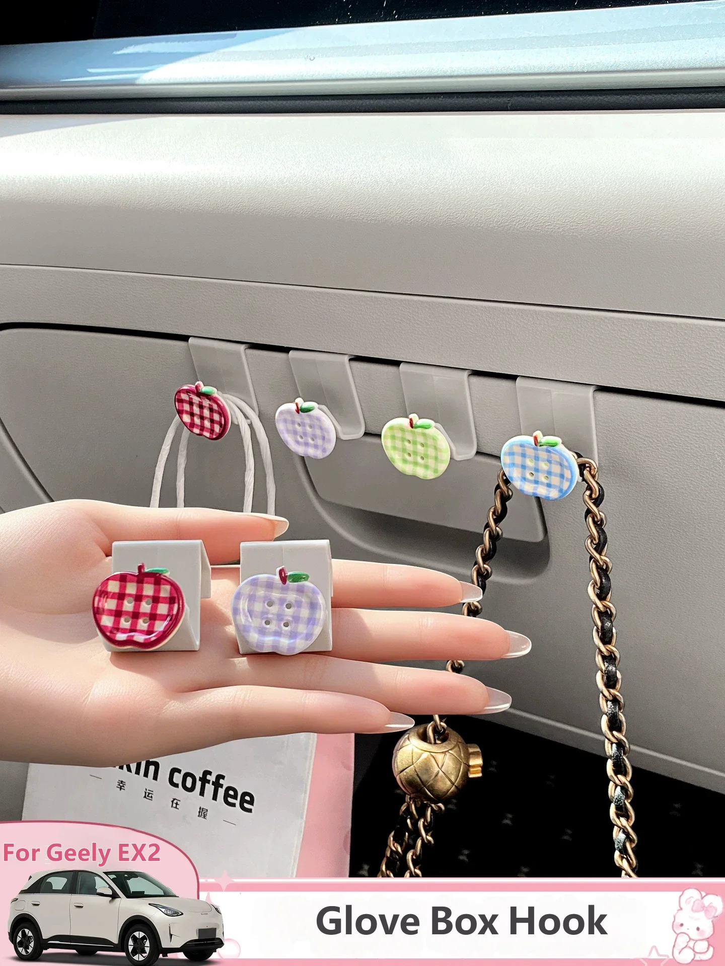 For Geely EX2 Cartoon Pattern Car Storage Hook Hidden Car Organizer Clips Large Load-