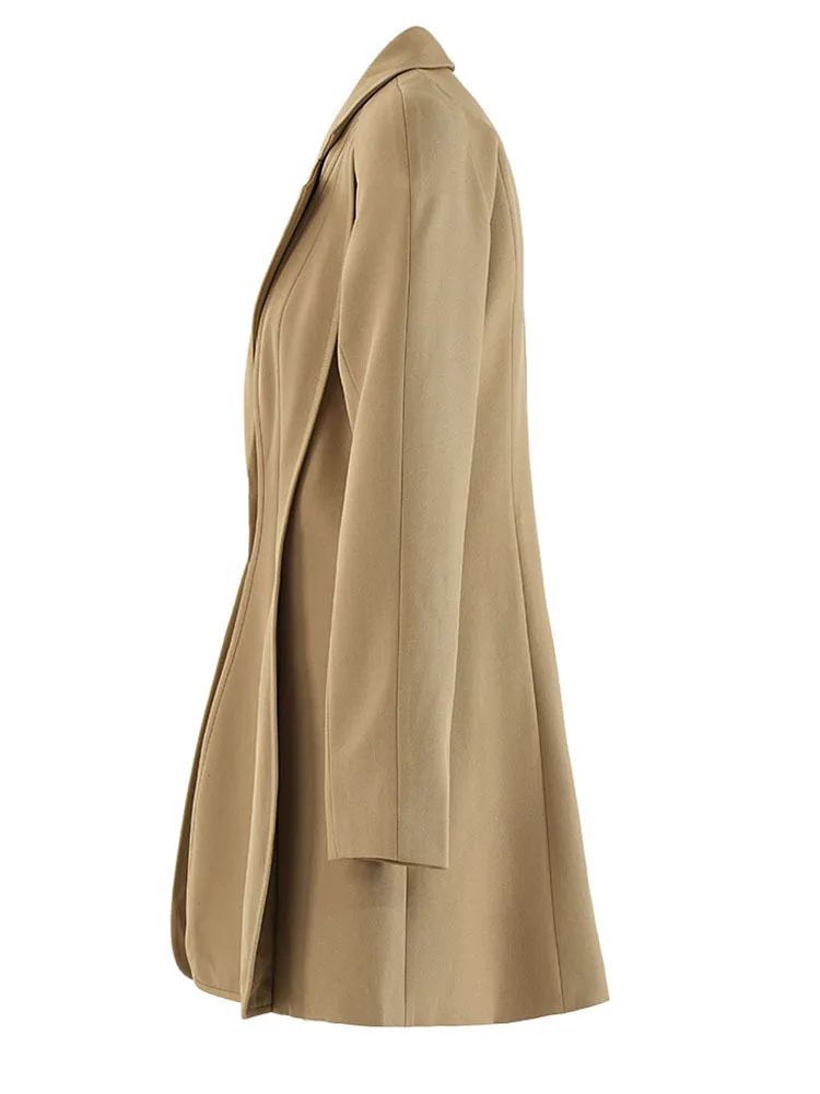 [Eam] Frauen Khaki unregelmäßig gespleißt geformt eleganten Blazer neue Revers Langarm jacke Mode Flut Frühling Herbst cpdb255