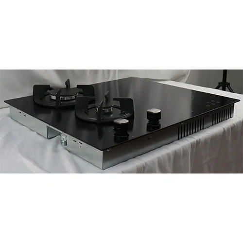 60cm Built in Gas Cooktop 4 Burners Black Glass Knob Touch Control Gas Induction Stove Top