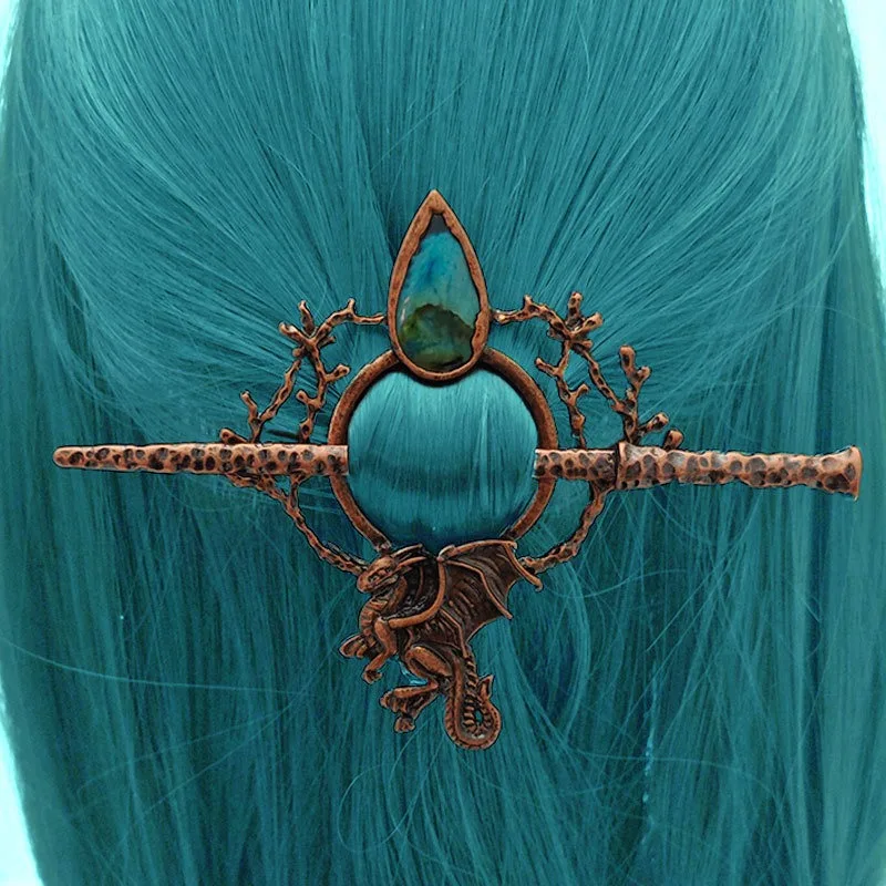 2 Styles Kleine und einzigartige Retro Vijinglong Legierung Damen Haarnadel Antike Farbe Haarnadel Party Musik Festival Modisches Haar