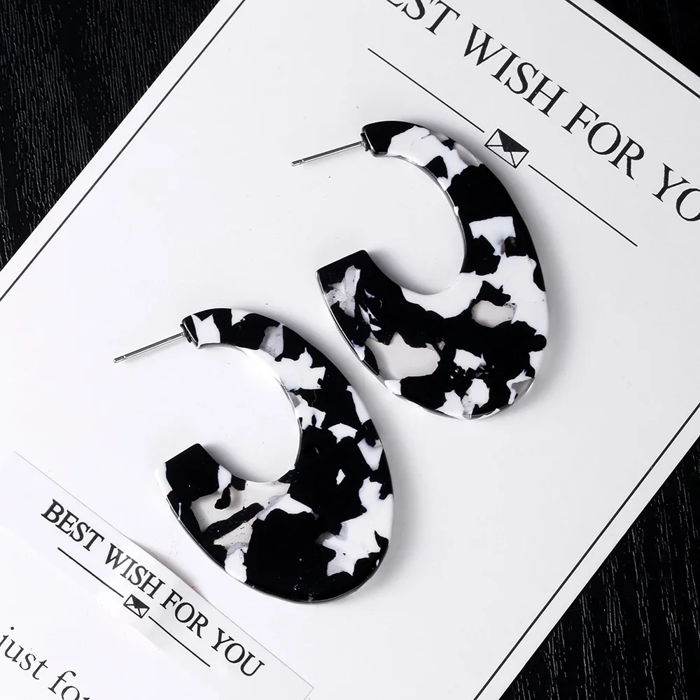 VIVILADY Fashion Office Oval Hoop Earrings Women Circle Acrylic Acetic Acid Brincos Boho Leopard Anniversary Jewelry Party Gifts