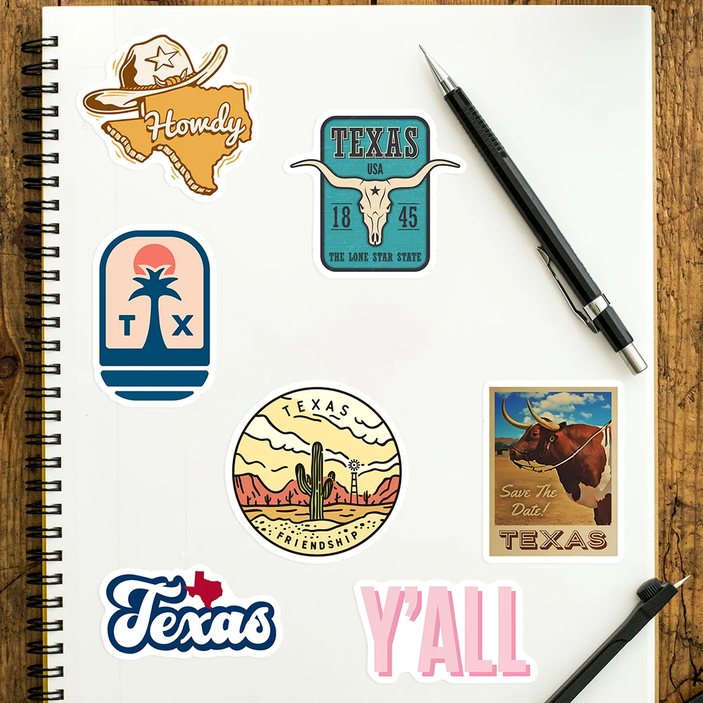 Texas State Logo Stickers Art Design Clipart DIY Gift Toys Decal for Laptop Scrapbook Phone Decorative Luggage Bottle Waterproof