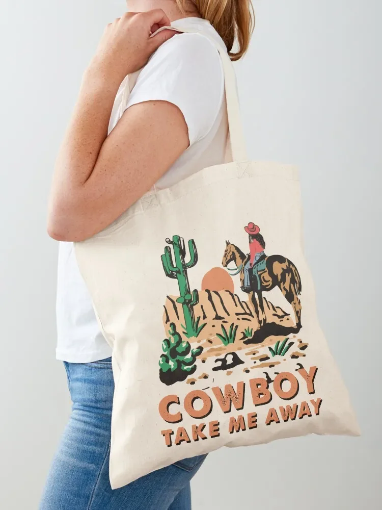 

Cowboy Take Me Away Western Sublimation Tote Bag tote bags cloth bags female bag Handbags shopping bag