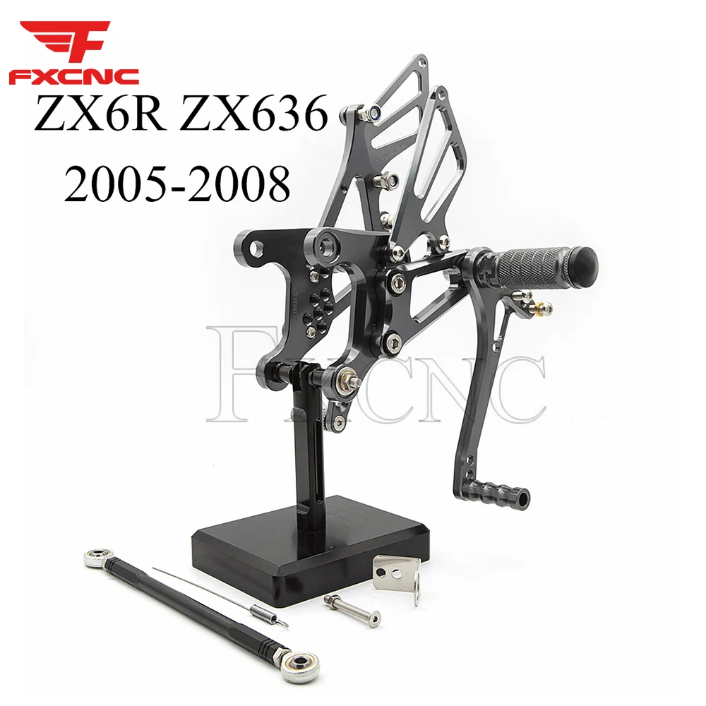 

Motorcycle Rearset Footrest For KAWASAKI Ninja ZX6R ZX636 2005-2008 Footpeg CNC Aluminum Alloy Pedal Foot peg Rear Set
