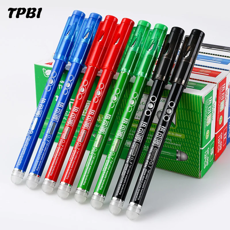 4PCS Fine Nib Heat Erasable Pens 0.7MM Smooth Writing Colored Gel Pen bolígrafo терморучка Black Blue Red Green Heat Sensitive