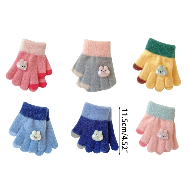 1Pair 24 Months Baby Wool Knitted Gloves Winter Warm Cute Boys Girls Full Finger Gloves for 1 2 3 Years Old Children Accessories