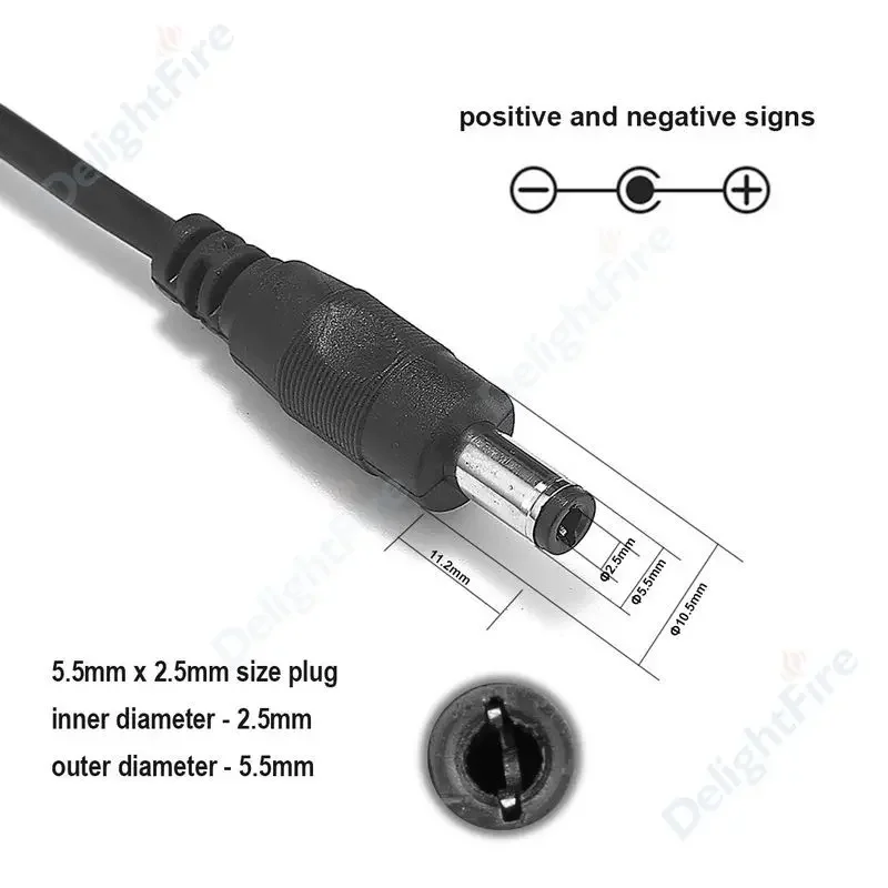 5.5mm 2.5mm 5V 12V DC Power Cable 0.5/1/1.5/2/3m Jack Connector Copper Wire Extension Cord for AC Power Adapter LED Strip Light