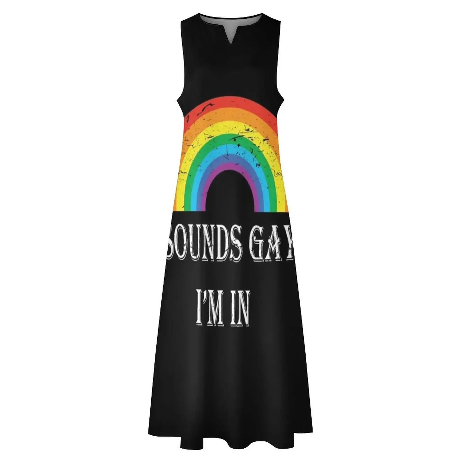 Rainbow Sounds Gay I"m In LGBT Pride T-Shirt Langes Kleid Damenbekleidung 2024 Neuankömmlinge Damen Partykleider Ballkleidung