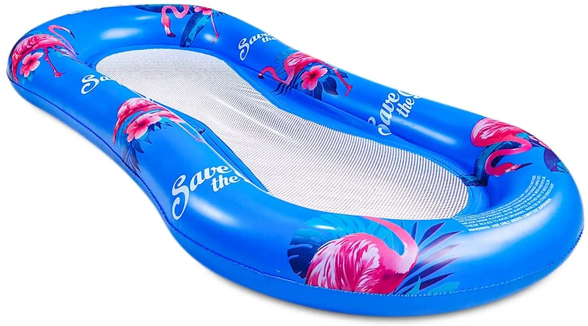 Flotador de red de piscina inflable para adultos, cama flotante, tumbona, balsa, juguete de playa, Fiesta en la piscina, Verano