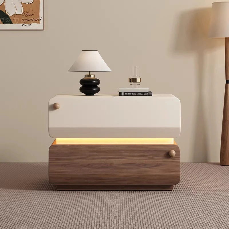 Solid wood bedside table Premium sense simple modern large size bedroom locker