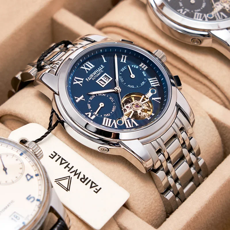 High End Business Men's Mechanical Watch Tourbillon Hollow Multi Function Waterproof Calendar Man Sports Watch