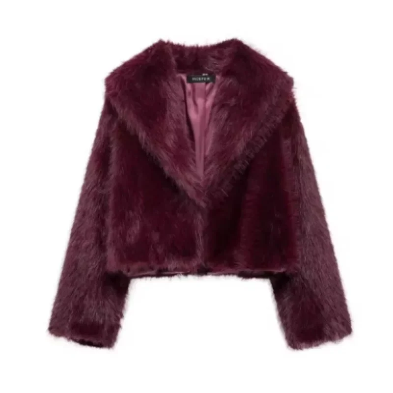 أنيقة التلبيب فو الفراء معطف قصير للنساء الدافئة عادية رقيق كم كامل الثعلب الشعر سترة الخريف الشتاء سيدة تخفيف ملابس خارجية