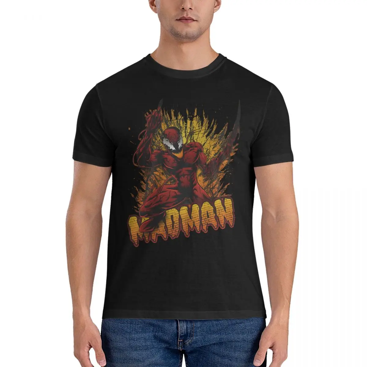 Madman Tri-Blend Men T Shirts Marvel Carnage Crazy Tees Short Sleeve O Neck T-Shirt Cotton Adult Clothing