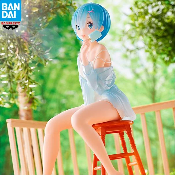 In Stock 100% Original BANDAI BANPRESTO Re:Zero Starting Life in Another World Relax Time Rem Ice Pop Ver. Anime Figure Gift