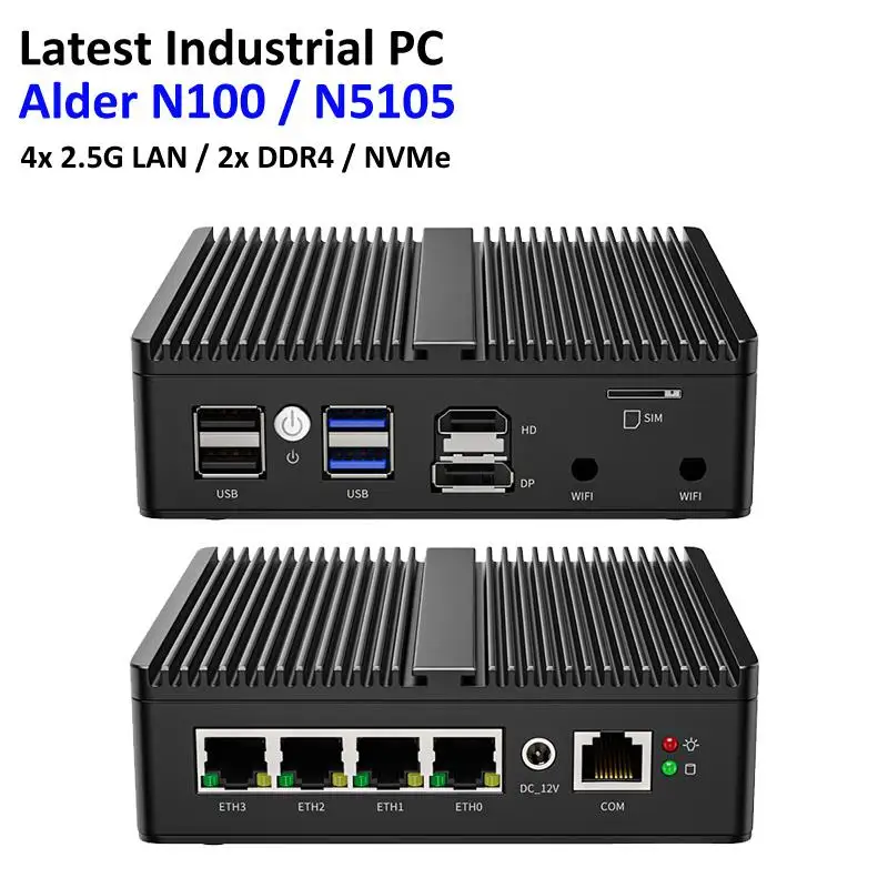 New! Intel N100 Celeron N5105 Soft Router Fanless Mini PC 4x Intel i226 i225 2.5G LAN HD DP pfSense Firewall Appliance ESXI