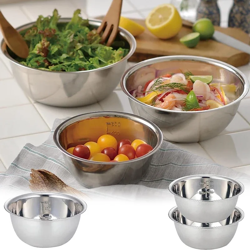 Stainless Steel Mixing Bowl Set Nesting Bowl for Cooking Baking Serving Food Prep Home Kitchen Thickened Multifunctional Basin