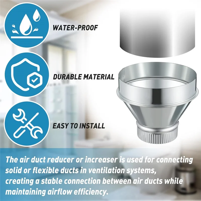 

Fresh Air Duct Adapter 7 Inch To 4 Inch Duct Reducer Increaser Galvanized Steel Round Crimped Pipe For HVAC Ventilation System