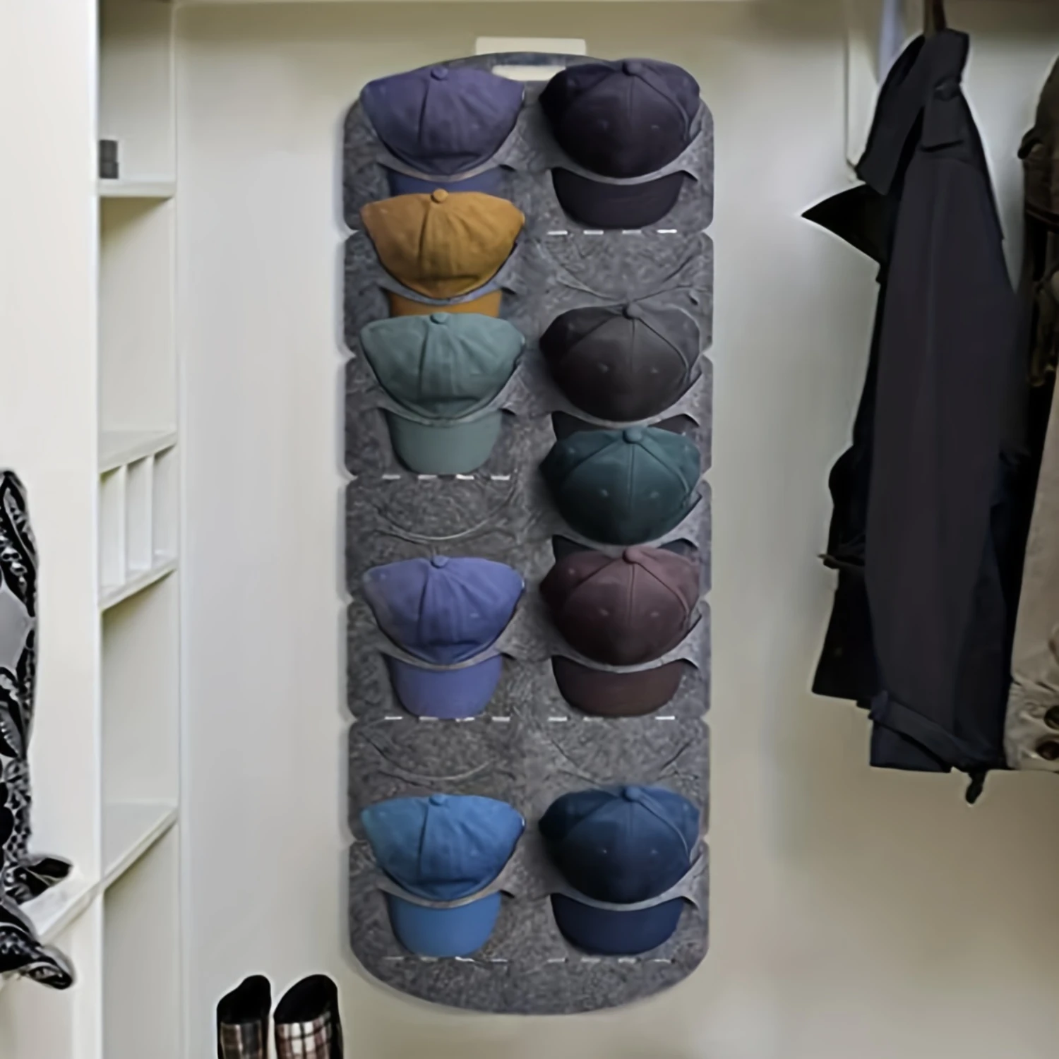 1pc 14-Grid Over-The-Door Baseball Hat Organizer for Closet - Large Capacity Hat Rack, 51.1