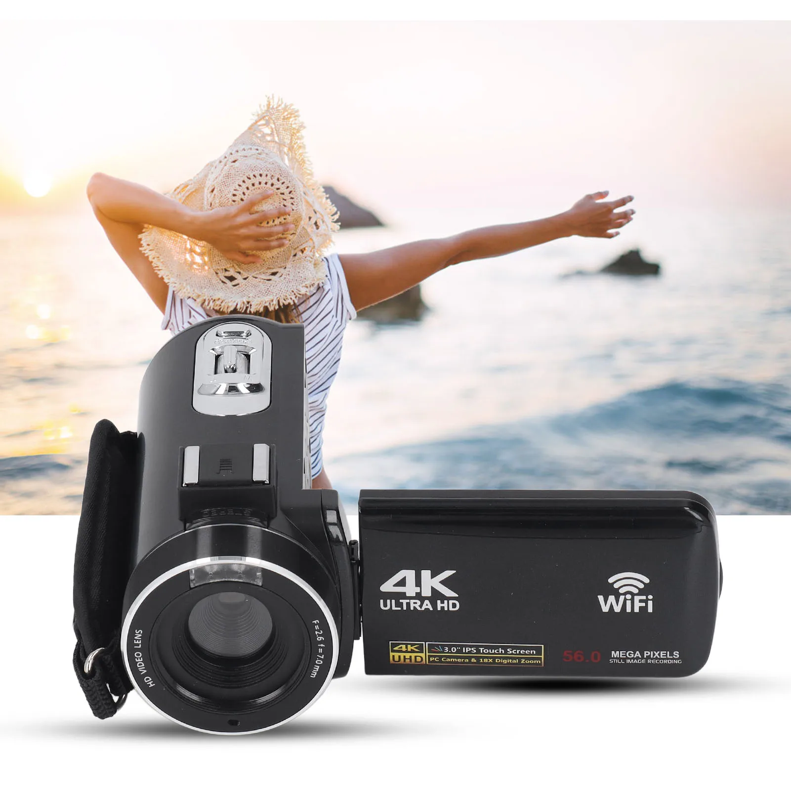

4K Ultra HD Digital Camcorder WIFI 18x Zoom 3" IPS Touch Screen DV Camera for Vlogging Micro Film Education Professionnel