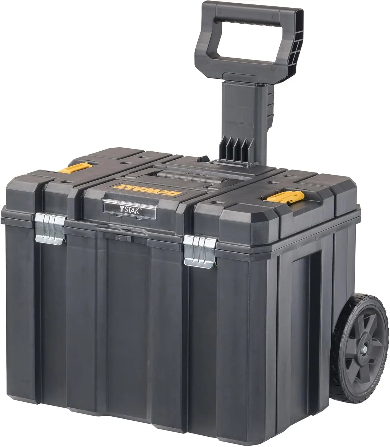 

Large Rolling Tool Box with Wheels and Telescopic Handle, Portable Deep Stackable Storage Carrier for Easy Transport