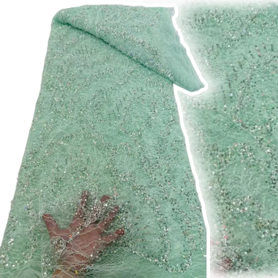 

Африканская кружевная ткань, 5 ярдов, нигерийская кружевная ткань с вышивкой, 2021, высокое качество, фатиновое кружево шантиль для жениха, шитье платья TP1691