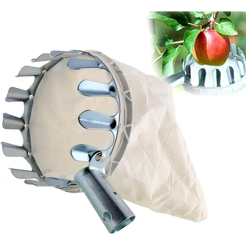 

Metal Fruit Picker For Apple Orchard Gardening Peach High Tree Picking Cloth bag Fruit Catcher Collection Pouch Farm Supplies