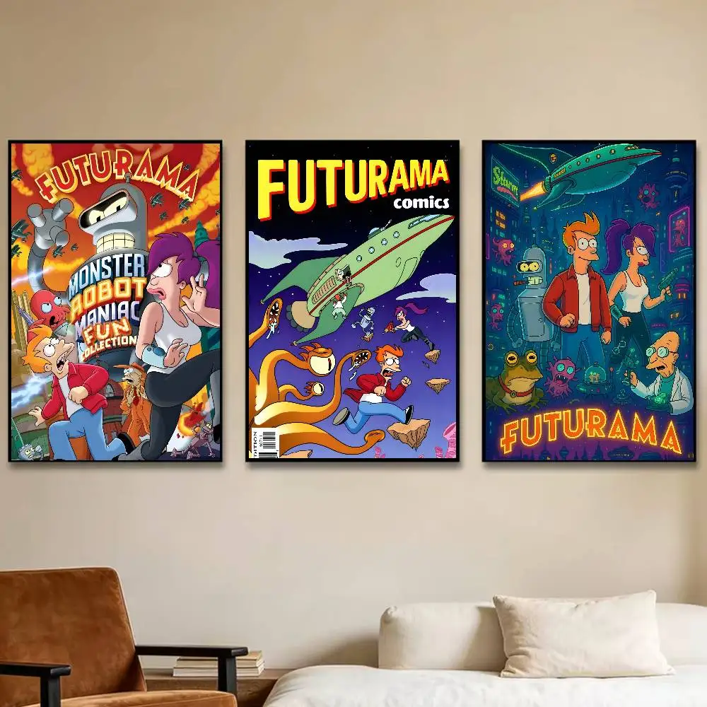 Cartoon F-Futurama Rocket robot Poster Room Decor Waterproof Sticky For Home Bar Wall Art Decoration