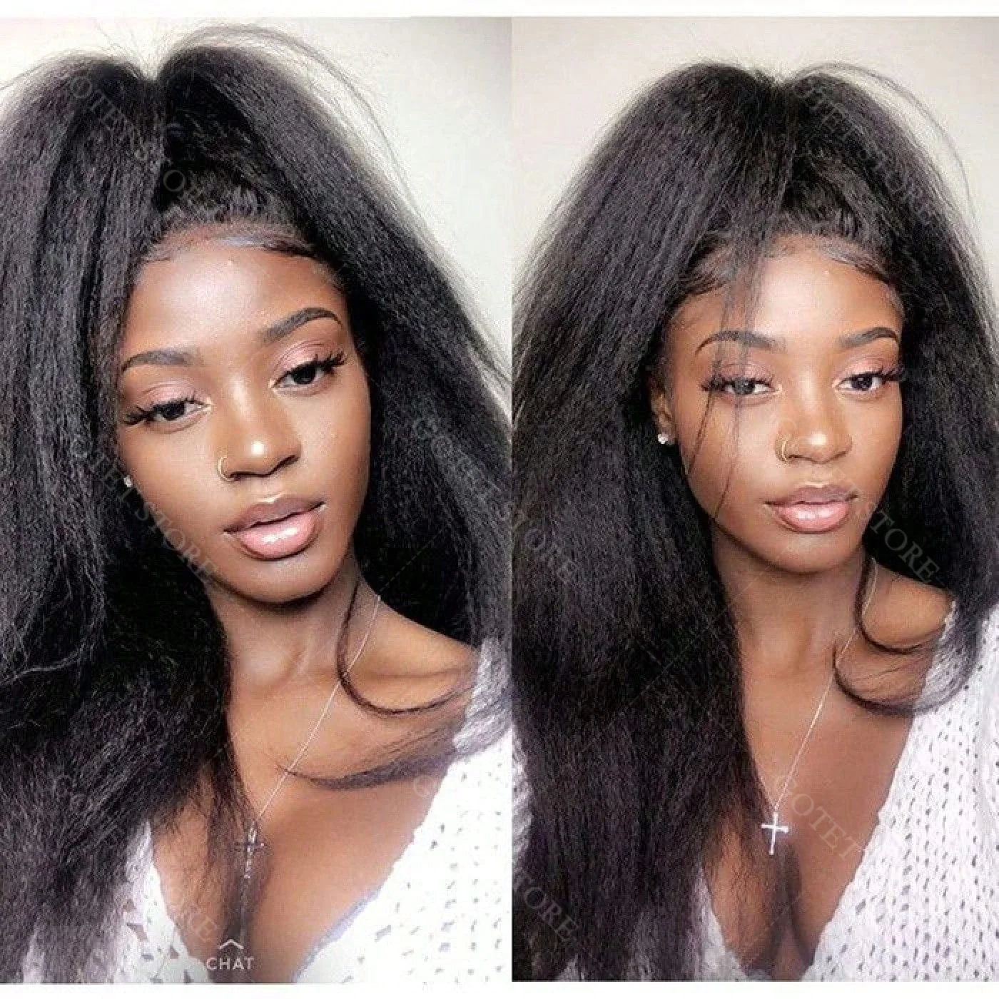 

Kinky Straight Half Wig Human Hair 250_ Density Wear Go Glueless Wigs Human Hair 18 Inch Curly 3 In 1 Half Wigs For Women