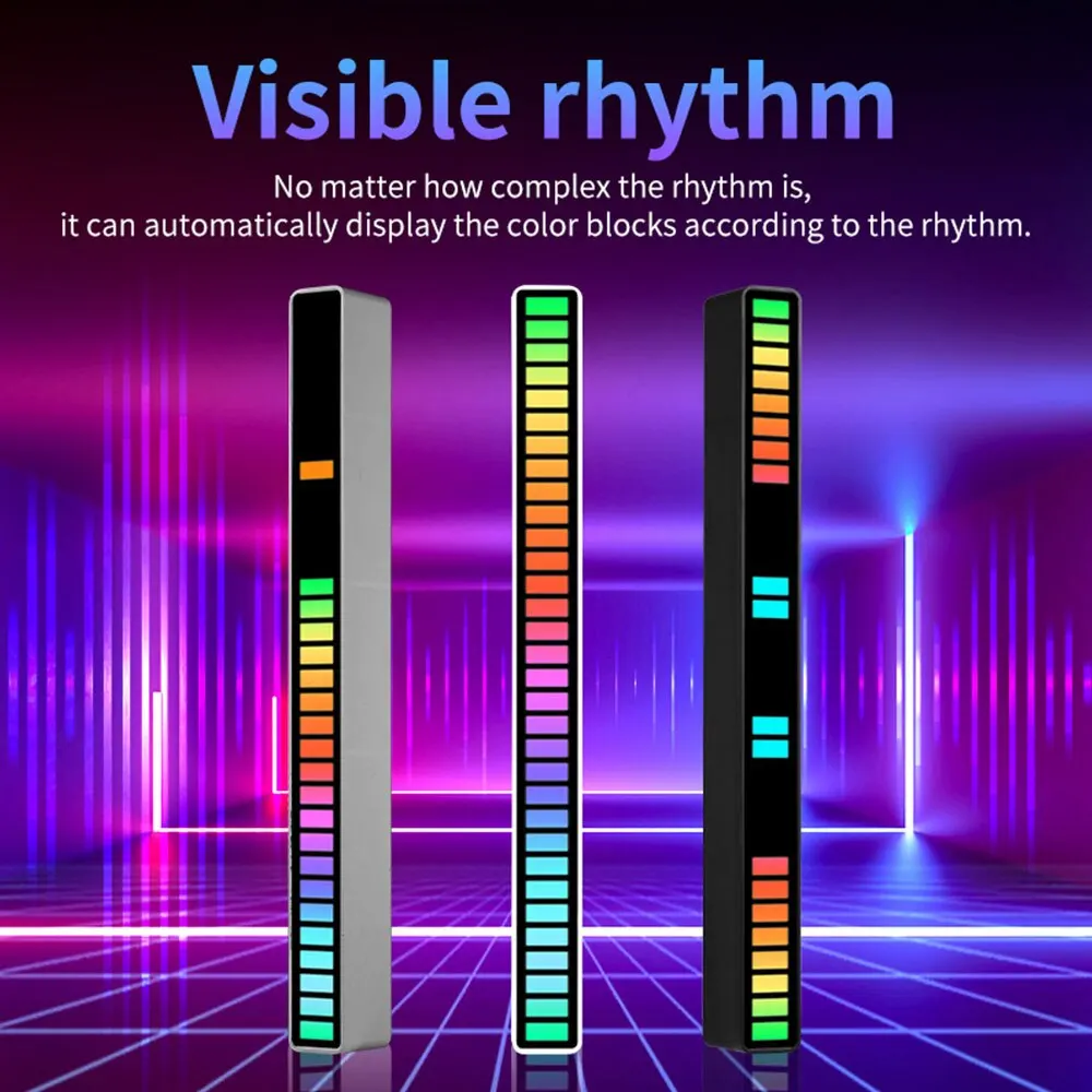 32LED Strip Lights RGB Music Sound APP Control Pickup Rhythm Ambient Lamp Atmosphere Night Lights For Home Party Decoration