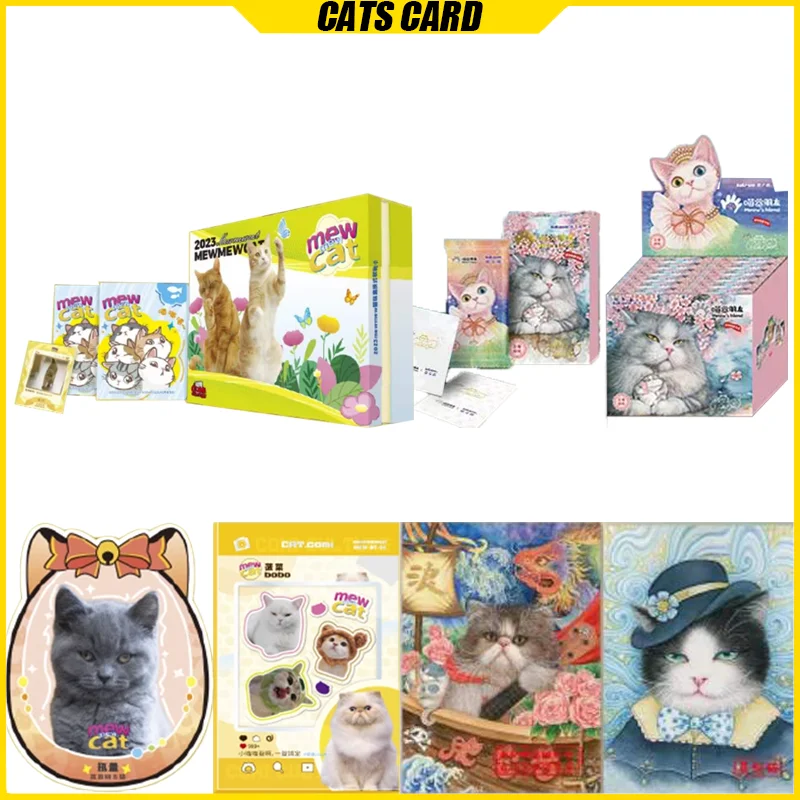 

2023 MEWMEW Cats Cards Meow's Friends Anime Collection Cards Mistery Box Board Games Toys Birthday Gifts for Boys and Girls