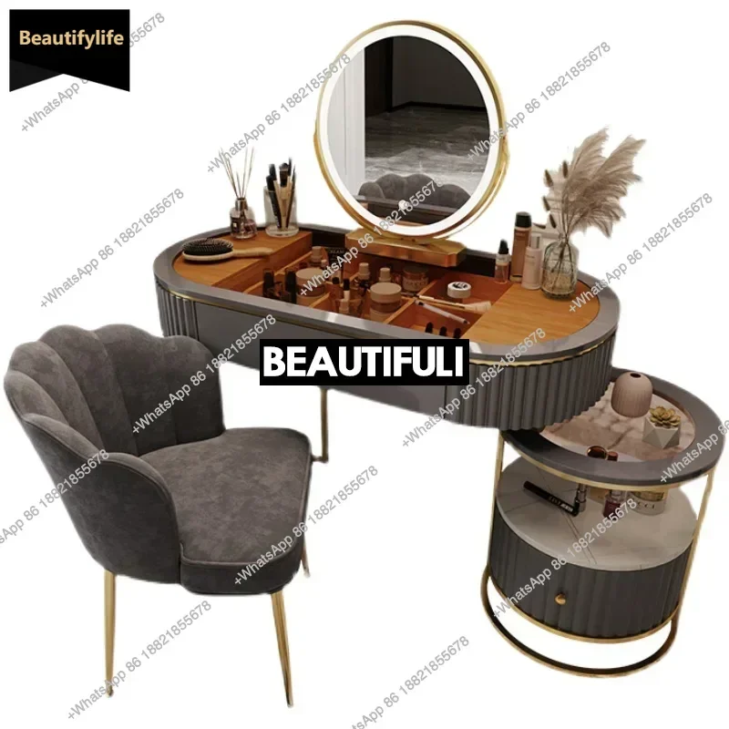 

B567 Роскошный очаровательный туалетный столик Роскошный скандинавский салонный ящик Скандинавский туалетный столик Зеркало Стул для хранения Coiffeuse Мебель Makeu
