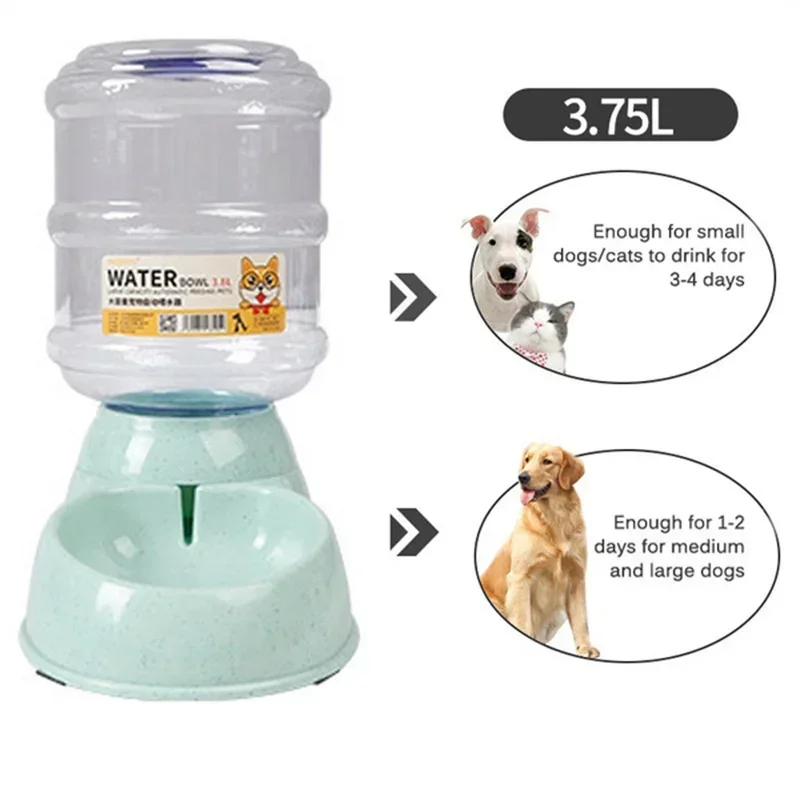 3.8L Dog Automatic Feeders Plastic Water Bottle Cat Bowl Feeding and Drinking Dog Water Dispenser Pet Feeding Bowl Pet Supplies