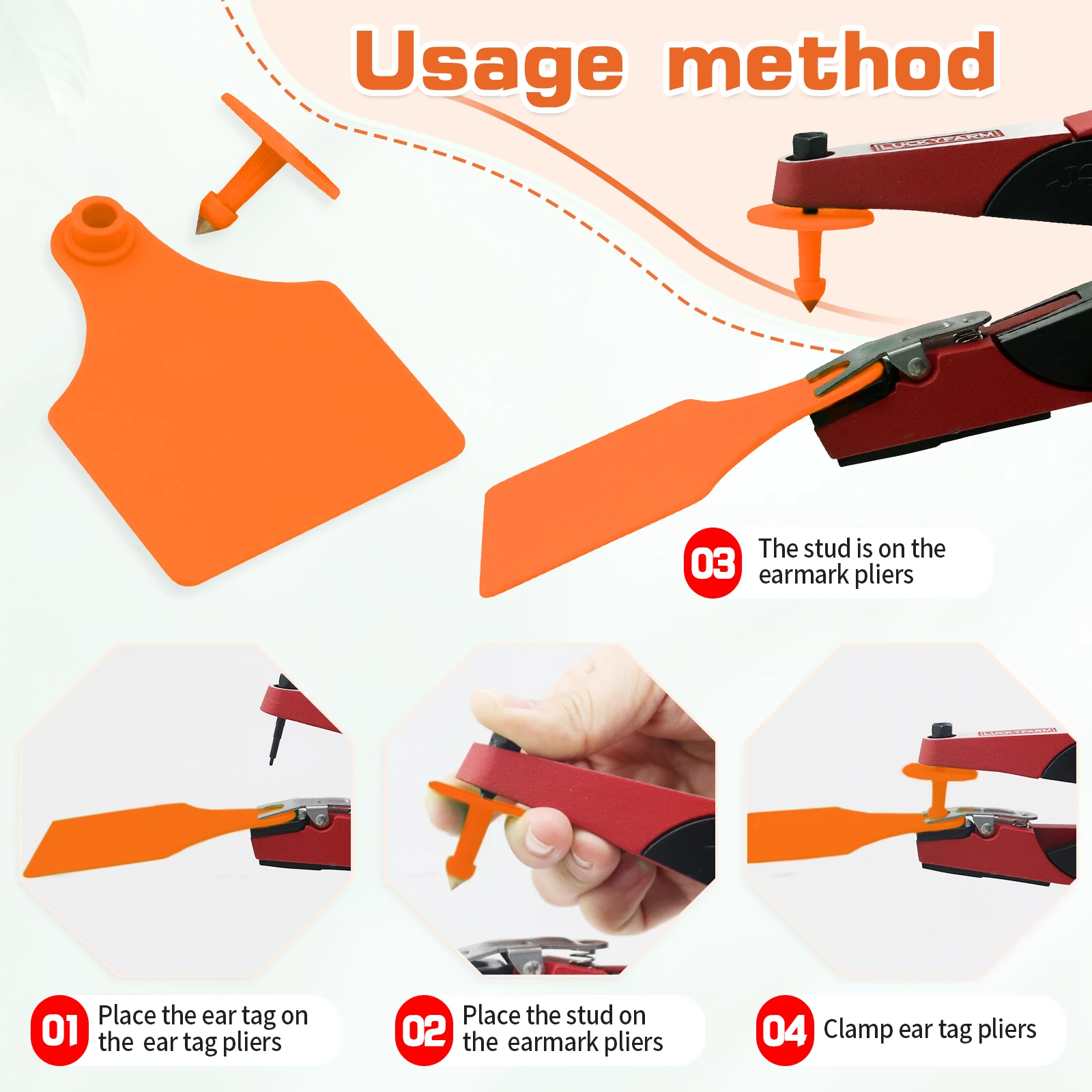 100 Uds. Etiqueta de oreja de TPU engrosada de ganado sin palabras etiqueta de oreja escribir pendientes de cabeza de cobre tarjeta de identificación de caballo de vaca de Animal de granja