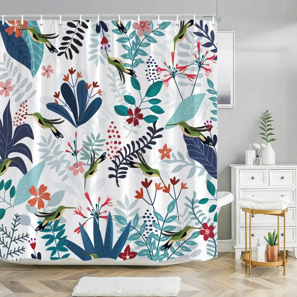 Colorful Floral Shower Curtain Flower Shower Curtains Pretty Blue Shower Curtain Bright Bohemian Boho Floral Bathroom Decor