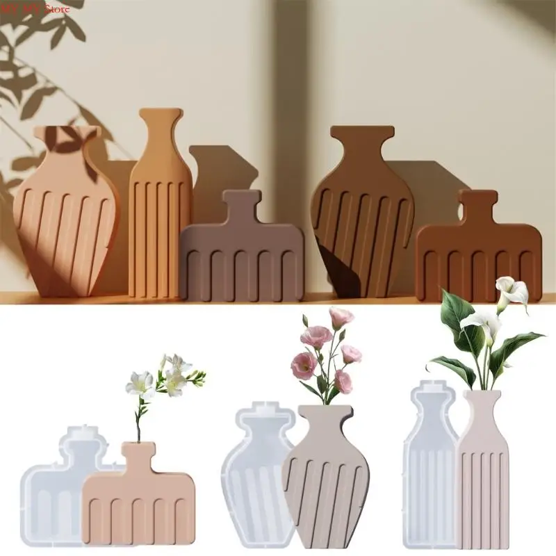 

Silicone Vase Mold Easy Demolding Craft Molds Geometric Crafting Moulds for Unique Hand-Making Simple Vase Crafting