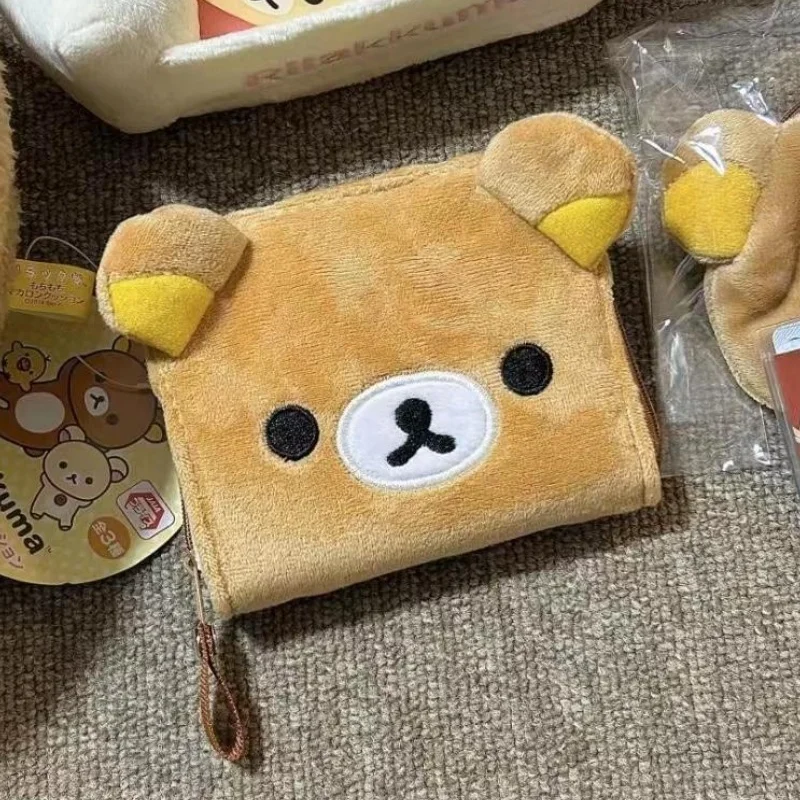 New Japanese Anime Rilakkuma Classic Style Flannelette Zipper Coin Purse Cute Card Bag Short Wallet Cartoon Storage Bag Holiday