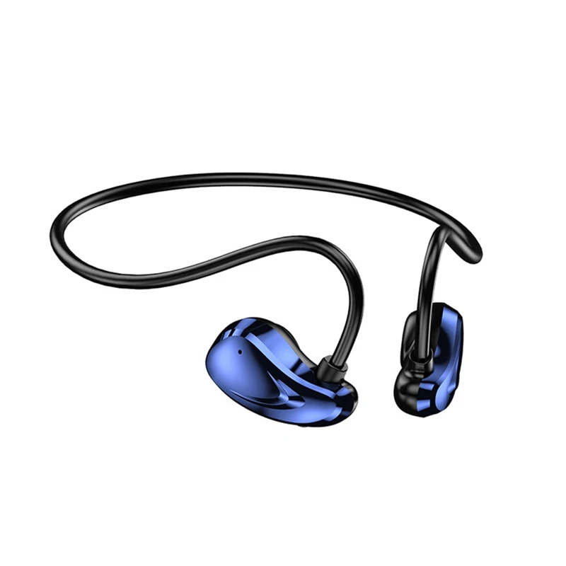 Wireless Bluetooth Headset With Mic Air Conduction Sports Hanging Ear Outdoor Noise Canceling Headset Blue