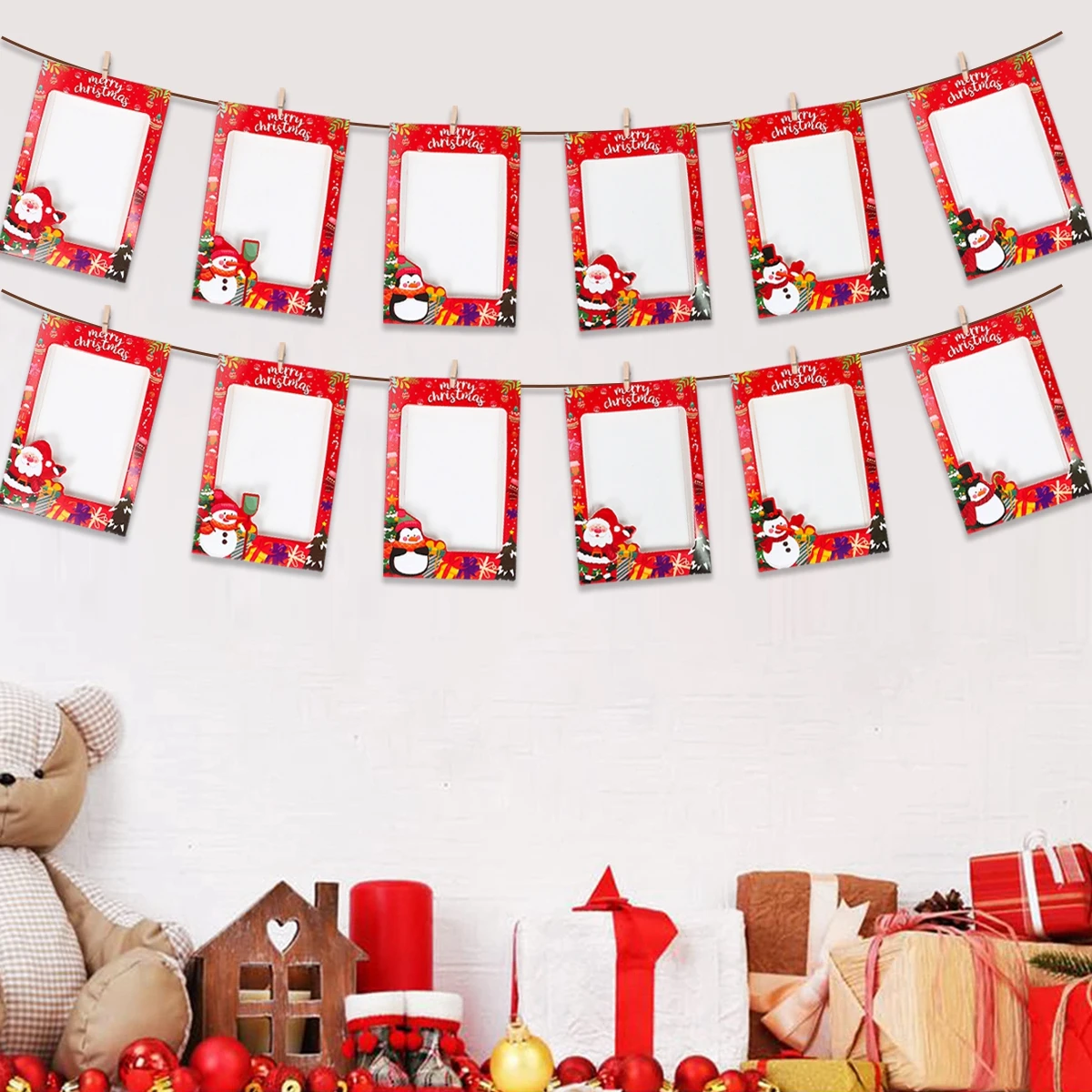 Christmas Photo Frame Banner Garland Christmas Decor For Home 2024 Xmas Tree Ornaments Gifts Navidad Noel New Year Gifts 2025