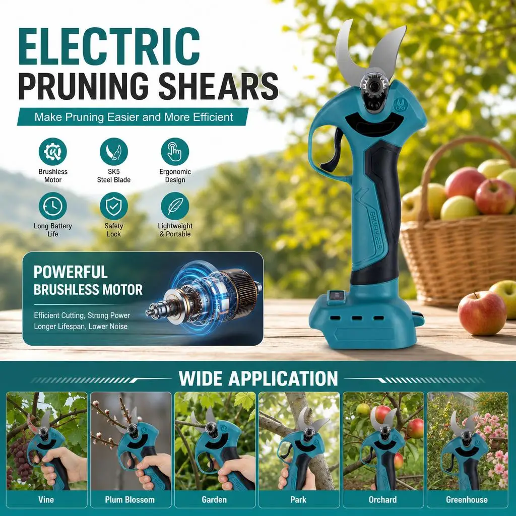 Bürstenlos für Makita 18V Akku Elektrischer Baumschneider Hochleistungs-30mm-Schneider Gartenschere Werkzeugset