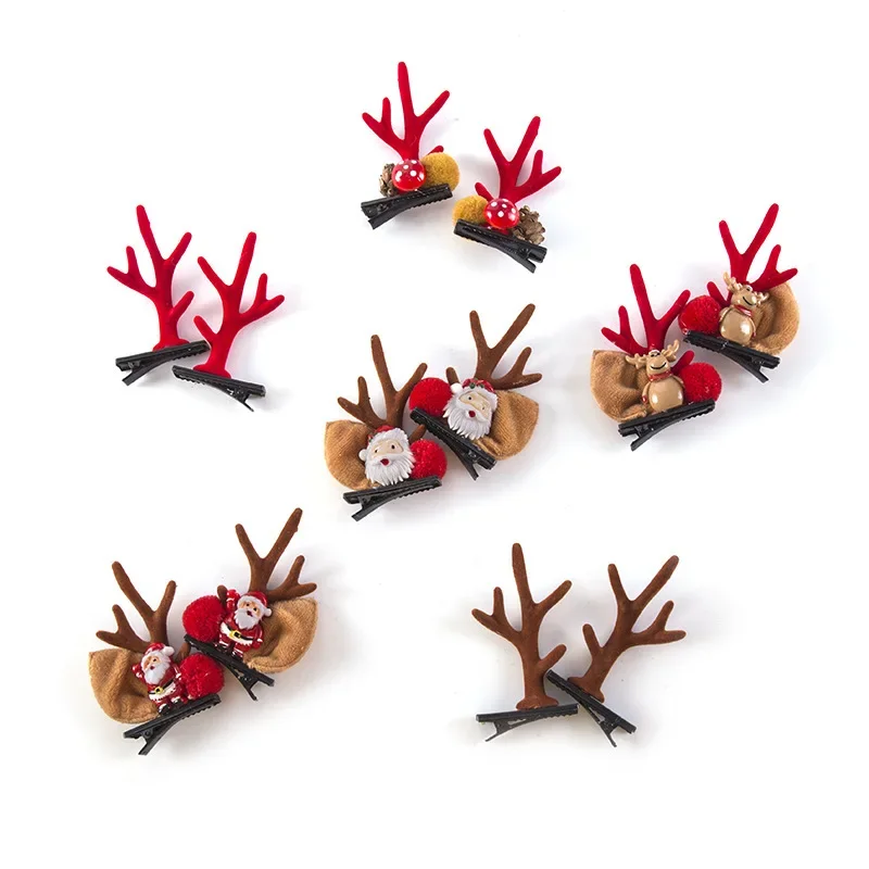 New Year Christmas Hair Pin Children Barrettes Bow Deer Santa Claus Kids Christmas Headwear Girls Kids Hair Accessories