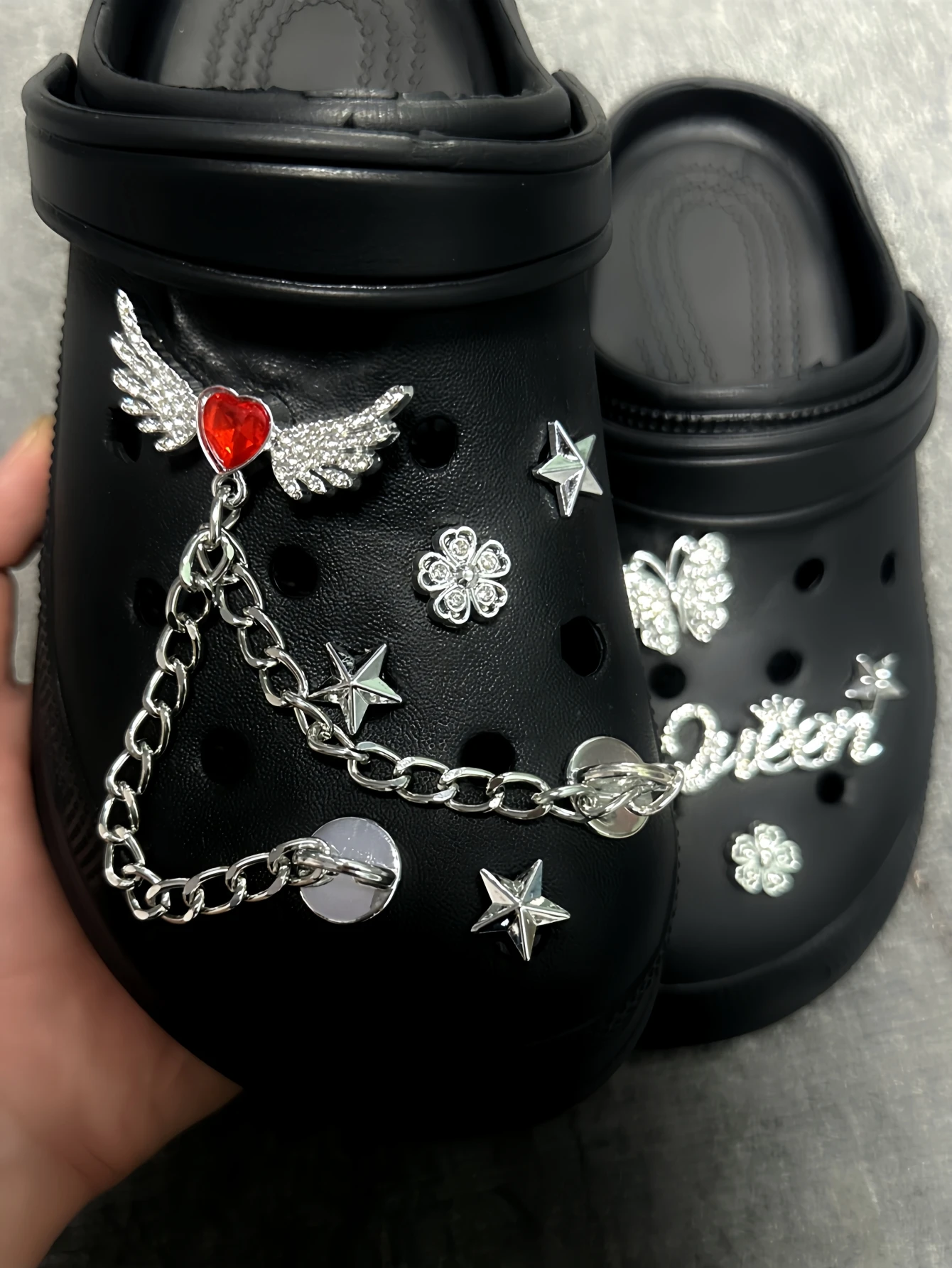 10 Teile/satz Garten Schuhe Schuh Zubehör Abnehmbare DIY Engel Flügel Rhinodiamonds Schmetterling schuhe Schuhe blume dekorative cha