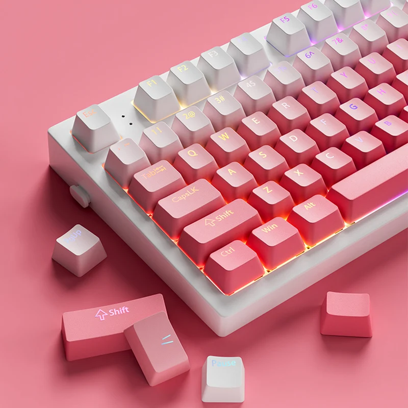 RGB-achtergrondverlichting Strawberry Top PrintKeycaps 130 toetsen OEM-profiel Shine Through PBT Double Shot Keycaps voor MX-schakelaars Toetsenborden