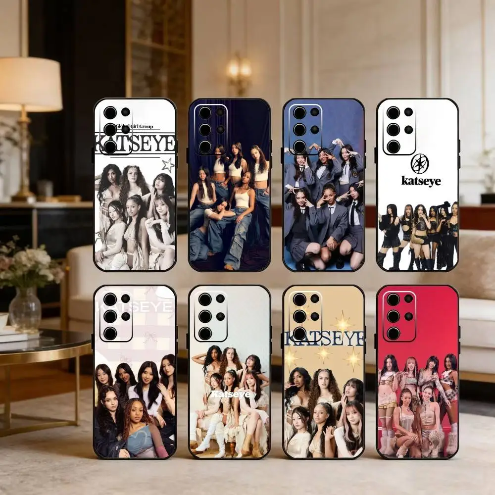 

Hot Group Music K-KATSEYE Phone Case For Samsung S25,24,23,22,30,21,10,9,Ultra,Plus,FE 5G Black Soft Case