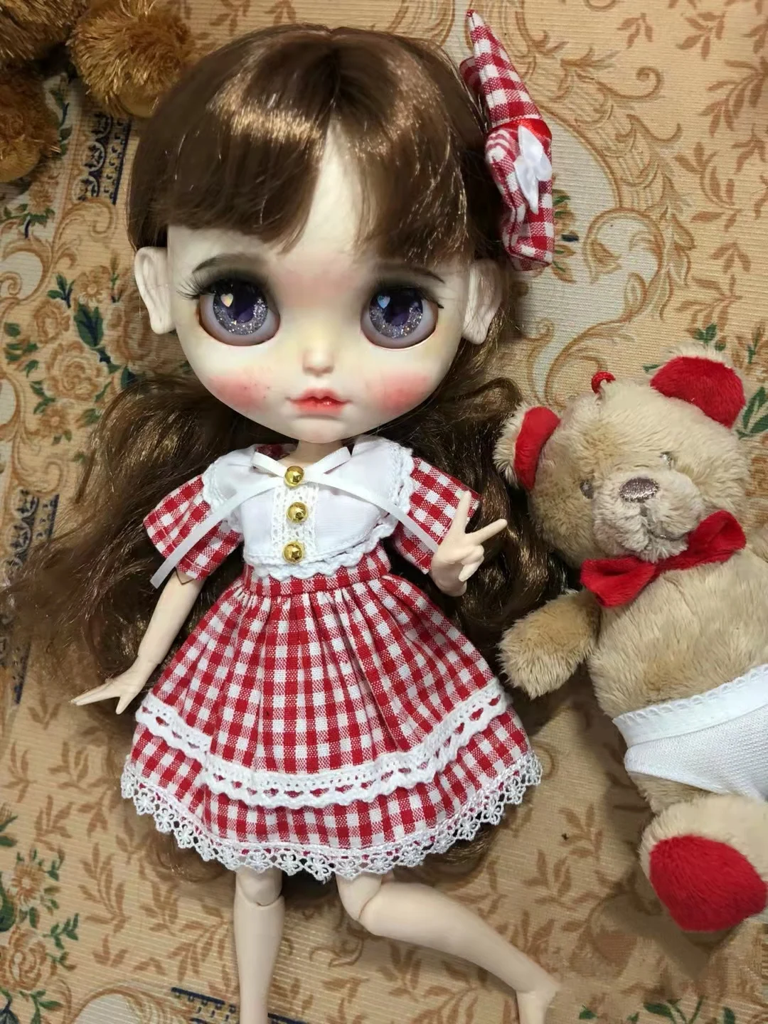 

Одежда Blythe 1/6, 30 см, красная клетчатая юбка, Женская ткань (подходит для Pullip,Ob24, Licca)