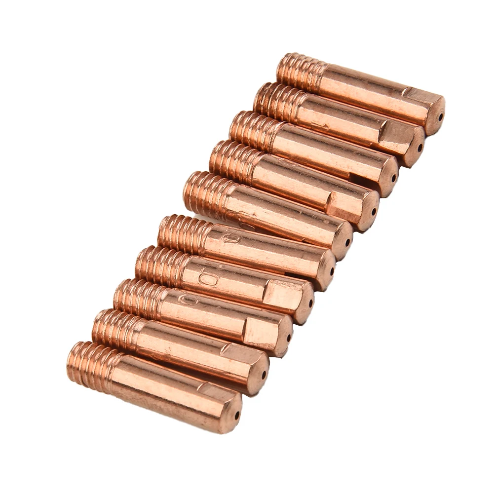 Tips Nozzles Holder Gas Copper 25*6mm MB-15AK MIG/MAG M6 Welding Torch 10Pcs 0.8/1.0/1.2mm Useful Practical New